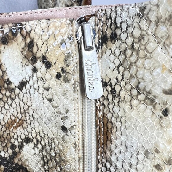 Charles David Ankle Boot print snake Women Block Heel Pointed Toe size 8.5 - Picture 12 of 14